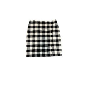 Talbots Wool Blend Black & White Check Preppy Fringe Lined Mini Skirt Sz‎ 16